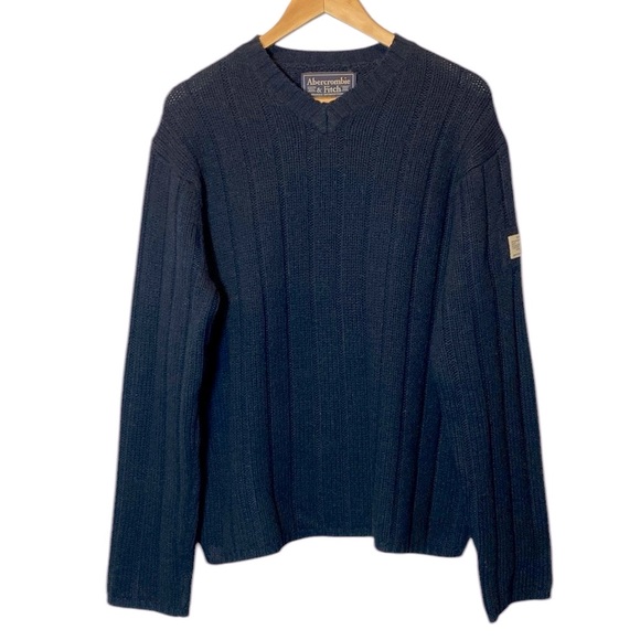 Abercrombie & Fitch Other - Abercrombie & Fitch Vintage Sweater Men’s Medium Black Ribbed Knit Wool Blend